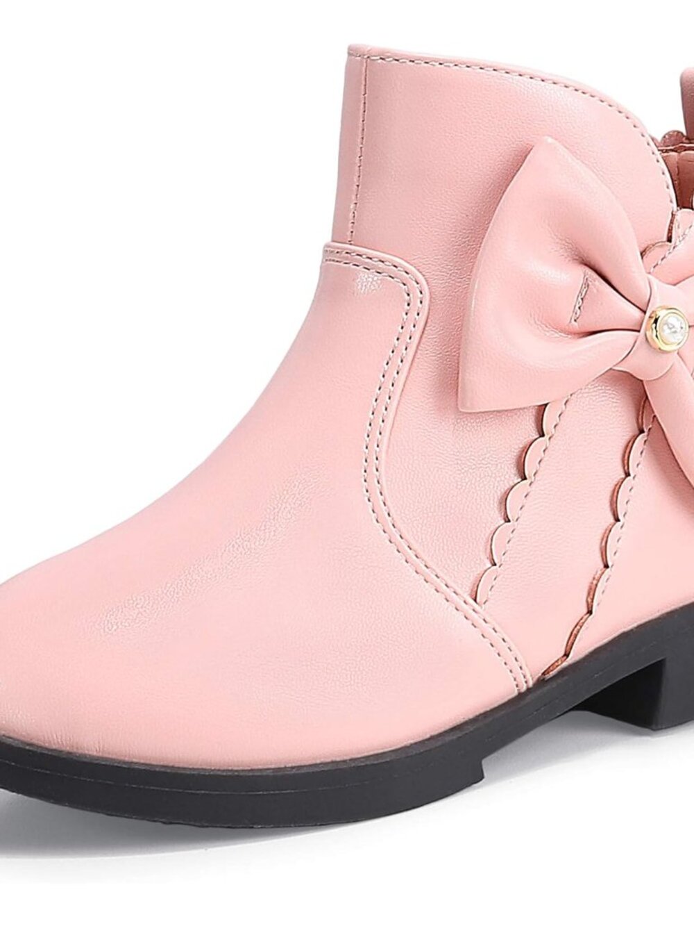 Toddler Girls Ankle Boots Pearls Bow Low Heel Dress Booties